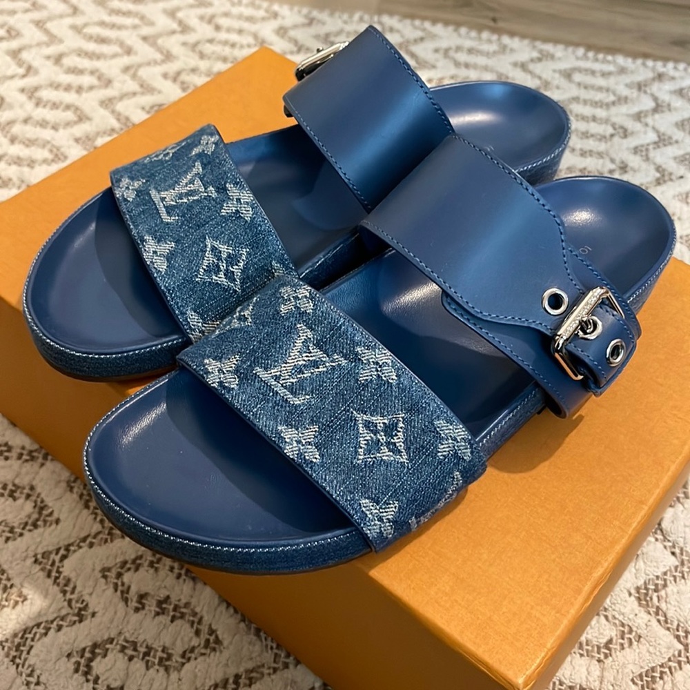 Louis Vuitton Denim Bom Dia flat mules